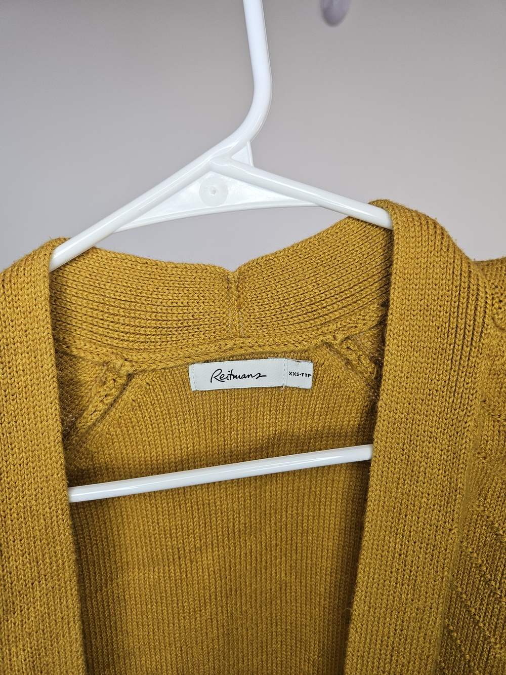 Reitmans Mustard Yellow Open Front Knit Cardigan with Pockets XXS - Picture 3 of 3